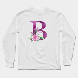 Floral Monogram B Beautiful Rose Bouquet Long Sleeve T-Shirt